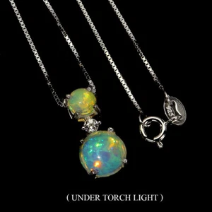 925 Argento Sterling Collana Ovale Opale di Fuoco 8mm Topazio Gemma Gioielli 18 - Foto 1 di 13