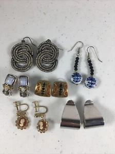 Konvolut verschiedene Vintage Ohrringe gemischte Materialien & Stile 6 Paar teils signiert - Bild 1 von 9