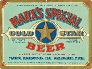 Letrero de cerveza especial Marxs reproducción de metal letreros etiqueta estrella dorada vintage - Imagen 1 de 3