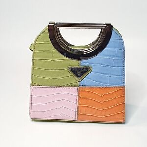 Prada Milano Dal 1913 Leather Multicolor Handbag Purse Shoulder Bag Genuine