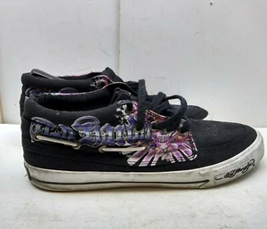 Ed Hardy Love Kills Love Black Canvas Athletic High Sneaker Boot Men's Shoe 13M - Picture 1 of 7