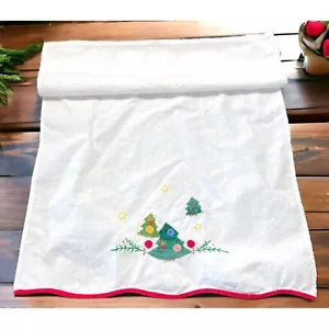 Vintage Weihnachtsbaum Geschirrtuch handbestickt 20" x 13" gewellter Rand - Bild 1 von 9