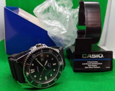 ¡Nuevo! Reloj Hombre Casio Negro Estilo Buceo Deportivo Resina Analógico Pantalla MDV-106-1AVCF Foto 1 de 4