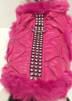 Softgeschirr warm gefüttert Hundegeschirr Stepp pink XS-M Glitzer Welpen schwarz - Bild 1 von 4