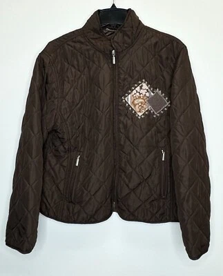 Jane Ashley Quilted Jacket Women's Large Brown 100% Polyester Outdoor Full-Zip - Image 1 of 4