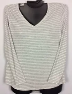 Lane Bryant Plus Top Rayon GRAY WHITE STRIPE Long Sleeve With Shine NWOT - Picture 1 of 10