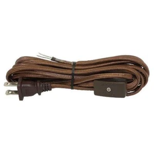 Cable cubierto de tela marrón paralelo SPT-1 con interruptor de línea de encendido/apagado y enchufe moldeado  - Imagen 1 de 1