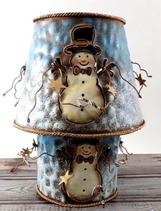 Home Interiors Metall Schneemann Teelicht Votiv Stumpenkerzenhalter mit Schirm 7" - Bild 1 von 13
