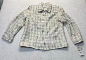 Alfred Dunner Damen Größe 16 Jacke Mantel Pfau Wollmischung Tweed kariert Cottage - Bild 1 von 5
