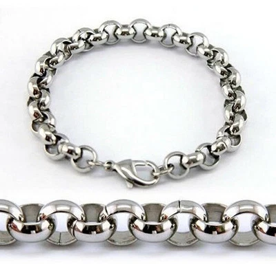 Pulsera de cadena redonda de acero inoxidable de más tamaño de moda para mujer y hombre joyería Foto 1 de 4