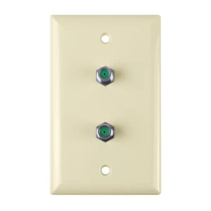 Construct Pro Wall Plate with Dual 3.0 GHz F-81 Connectors (Ivory) - Picture 1 of 5