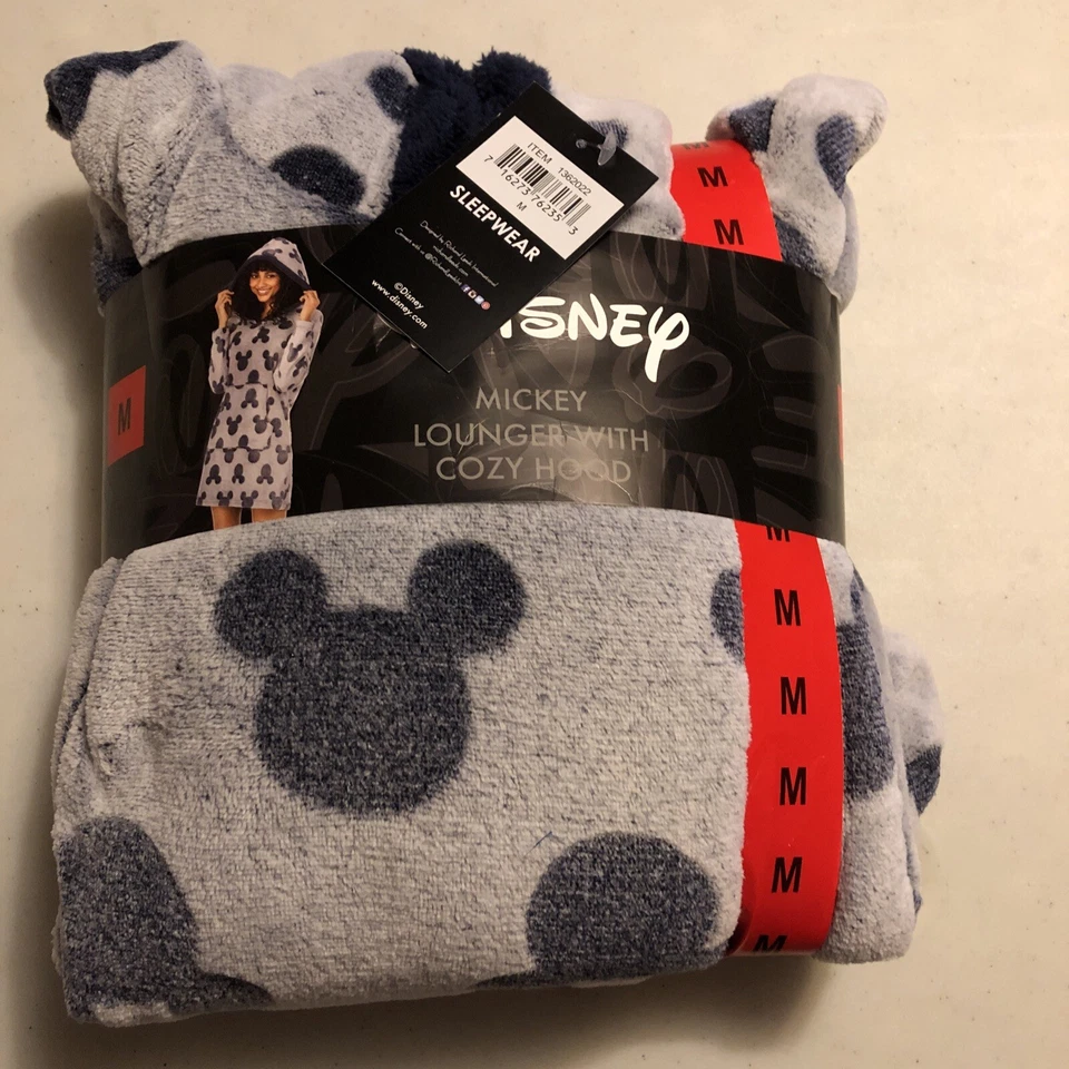 Disney Mickey Lounger With Cozy Hood Warm Soft Color Grey/Navy Blue Size M