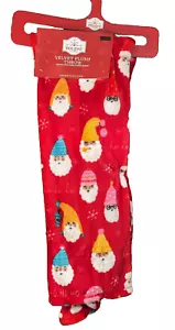 Soft Velvet Plush Throw Santa Gnomes Christmas Blanket- Holiday Time 50"x60" Red - Picture 1 of 8