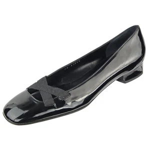 NEU schwarz Salvatore Ferragamo Lackleder Slipper Crossover flach 10 B ITALIEN - Bild 1 von 9