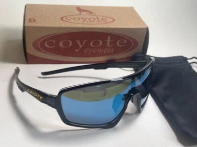 Nuevas gafas de sol deportivas Coyote KAOS Shield envolventes negras/azul hielo espejo Foto 1 de 4