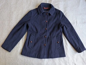 Mackintosh New England Coat Women Medium Blue Wool Button Vintage USA Union Made - Picture 1 of 20