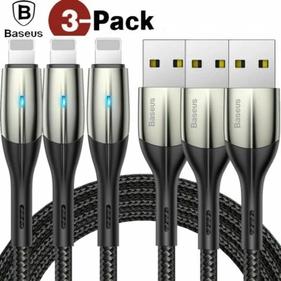 3 pack Baseus 6.6ft apple charging cable USB to IP for iPhone iPad - Image 1 of 4