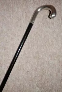 Antique Swedish Gents Silver Crook Handle Walking Stick Karlsson 1925 Stockholm - Picture 1 of 12