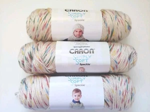 Caron Simply Soft Speckle Yarn Lot of 3 Vintage Rainbow - Picture 1 of 4