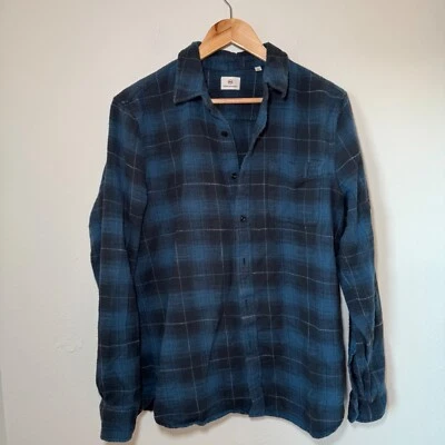 AG Adriano Goldschmied Shirt Men's LG Blue Flannel Plaid Casual - Image 1 of 4