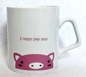 Rosa Schwein Kaffeebecher I Really Like You Hufabdrücke - Bild 1 von 7