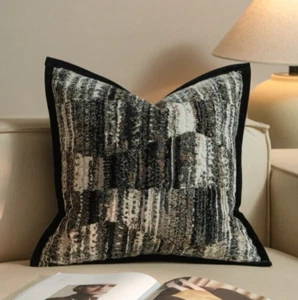 ZEEZEEY Black and White Modern Art Patchwork Cushion Covers, 45x45 cm, Set of 2 - Picture 1 of 7
