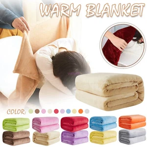 Flannel Blanket Luxury Large Faux Fur Fleece Sofa Bed Couch Throw Soft Warm - Picture 1 of 27