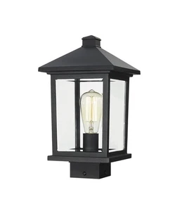 Portland 1-Light Outdoor Post Mount Fixture Light In Black - Picture 1 of 1