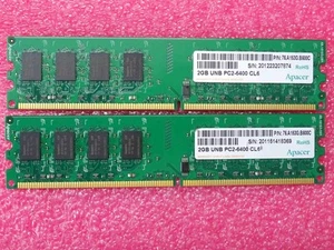 Lot x2: barette de RAM de 2Go DDR2 apacer 76.A153G.B600C ~ 2GB UNB PC2-6400U-CL6 - Picture 1 of 1