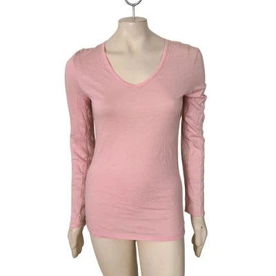 NUEVA CAMISETA PJ SALVAGE Panel de Encaje Algodón Modal Manga Larga Polvo Rosa MUJER PEQUEÑA Foto 1 de 4