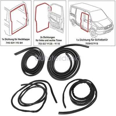 2x Türen & 1x Heckklappe & 1x Schiebetür Dichtungssatz für VW T5 Kastenwagen - Bild 1 von 4