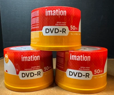 Imation 150 Pack DVD-R 16X 4.7GB/120Min Branded Logo Blank Media Recordable Disc - Image 1 of 3