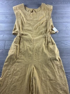 Mono Free People amarillo mostaza pierna ancha espalda abierta para mujer talla XL NUEVO CON ETIQUETAS - Imagen 1 de 11