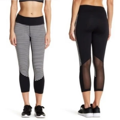 Leggings Capri Zella Rayas Negro Blanco Malla Talla L Foto 1 de 4