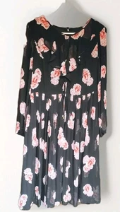 Mujer Tommy Hilfiger Floral Plisado Transparente Vestido Forrado Logo Cremallera Tirador Talla 1Xp - Imagen 1 de 12