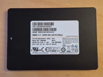 240GB Samsung SM863 SSD SATA MZ7KM240HAGR-00005 S2HRNX0H403852 - Bild 1 von 2