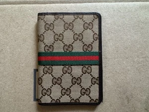 Authentic gucci classic Striped GG logo leather bifold mid wallet - Picture 1 of 8