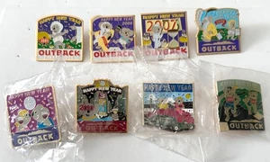 Set Lot 8 Outback Steakhouse Advertising Happy New Year Pin Pins 2005-2012 - Picture 1 of 5