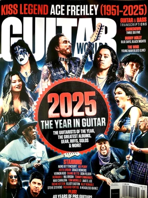 Guitar World Magazine January 2026 KISS Ace Frehley Tribute 2025 Year in Guitar Foto 1 de 4