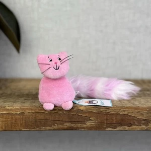 Jellycat Pink Pussy Galore kleines rosa Kätzchen flauschiger Schwanz Vintage mit Etikett 3 Zoll - Bild 1 von 14
