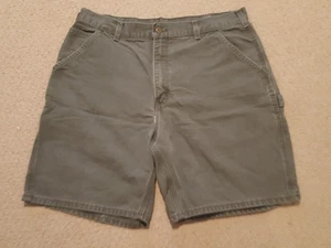 Carhartt B25 MOS Canvas Carpenter Workwear Shorts Mens 36 Green Faded 8” Inseam - Picture 1 of 9