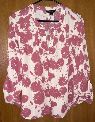 Simply Vera Wang Chiffon Top Blouse XL Petites - Mauve Blooms - Image 1 of 3