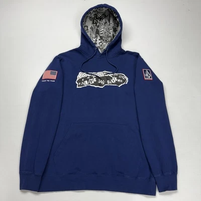 Volcom Mens Hoodie M Navy Alive We Ride USA Snowboard Pullover Sports USA Retro - Image 1 of 4