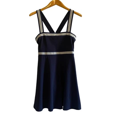 Lou & Grey Tipped Wonderweave Mini Pickleball Tennis Dress Navy Blue Size Large - Image 1 of 4