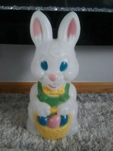 blow mold Bunny with basket of eggs lights up 18" tall yard Easter rabbit - Picture 1 of 7