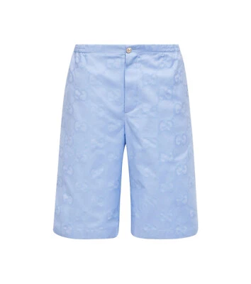 Authentic Gucci Kawaii Blue Jumbo GG Jacquard Bermuda Shorts 734161 New $950 - Image 1 of 3