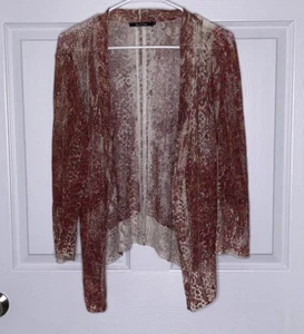 Nic + Zoe Open Front Cardigan Womens M Linen Blend Snake Skin Print Sweater - Picture 1 of 4