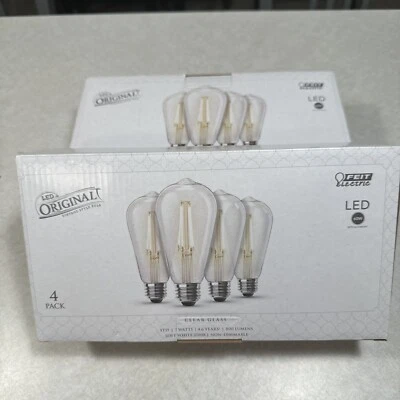(2) 4 Packs Feit Electric ST19 4.6 Yr Filament LED Bulb Soft White 2700k 60 Watt - Image 1 of 4
