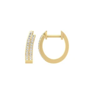 10K Yellow Gold Round Lab Grown Diamond Hoop Earrings for Women 1.47 gram - Picture 1 of 9