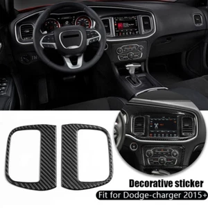 Real Carbon Fiber Front AC Air Vent Outlet Cover Trim for Dodge Charger 2015+ - Foto 1 di 9